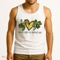 Peace Love St Patrick's Day Festive Tank Top thumb 3