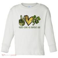 Peace Love St Patrick's Day Festive Toddler Long Sleeve Shirt thumb 0