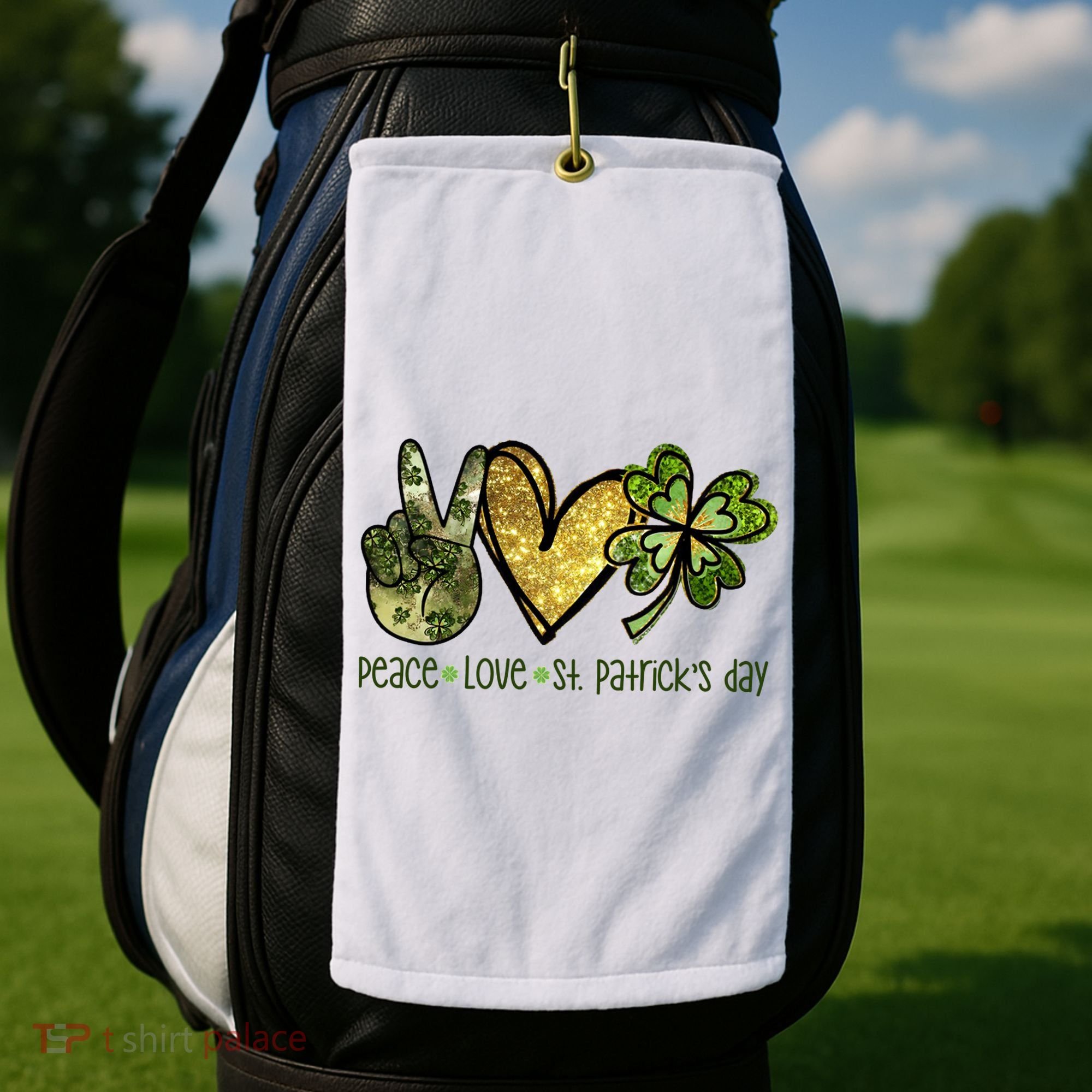 Peace Love St Patrick's Day Festive Golf Towel