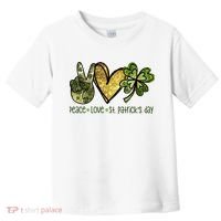 Peace Love St Patrick's Day Festive Toddler T-Shirt thumb 0