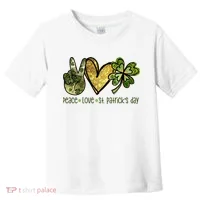 Peace Love St Patrick's Day Festive Toddler T-Shirt thumb 0