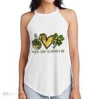 Peace Love St Patrick's Day Festive Women's Perfect Tri Rocker Tank thumb 2