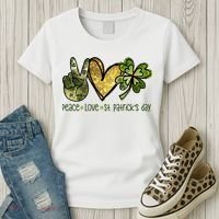 Peace Love St Patrick's Day Festive Women's T-Shirt thumb 3