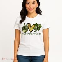 Peace Love St Patrick's Day Festive Women's T-Shirt thumb 4