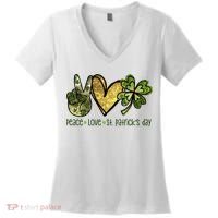 Peace Love St Patrick's Day Festive Women's V-Neck T-Shirt thumb 0