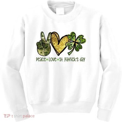 Peace Love St Patrick's Day Festive Kids Sweatshirt