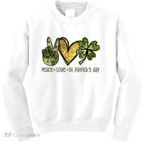 Peace Love St Patrick's Day Festive Kids Sweatshirt thumb 0
