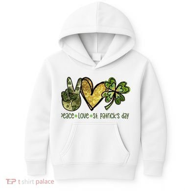 Peace Love St Patrick's Day Festive Kids Hoodie