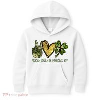 Peace Love St Patrick's Day Festive Kids Hoodie thumb 0