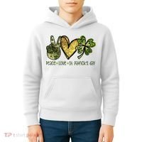 Peace Love St Patrick's Day Festive Kids Hoodie thumb 4