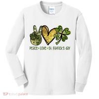 Peace Love St Patrick's Day Festive Kids Long Sleeve Shirt thumb 0