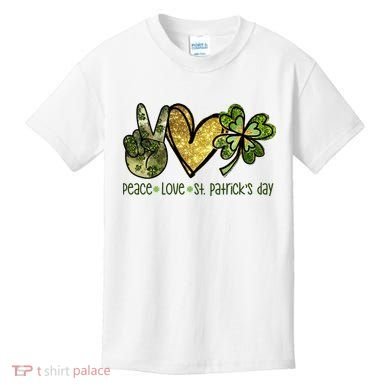 Peace Love St Patrick's Day Festive Kids T-Shirt