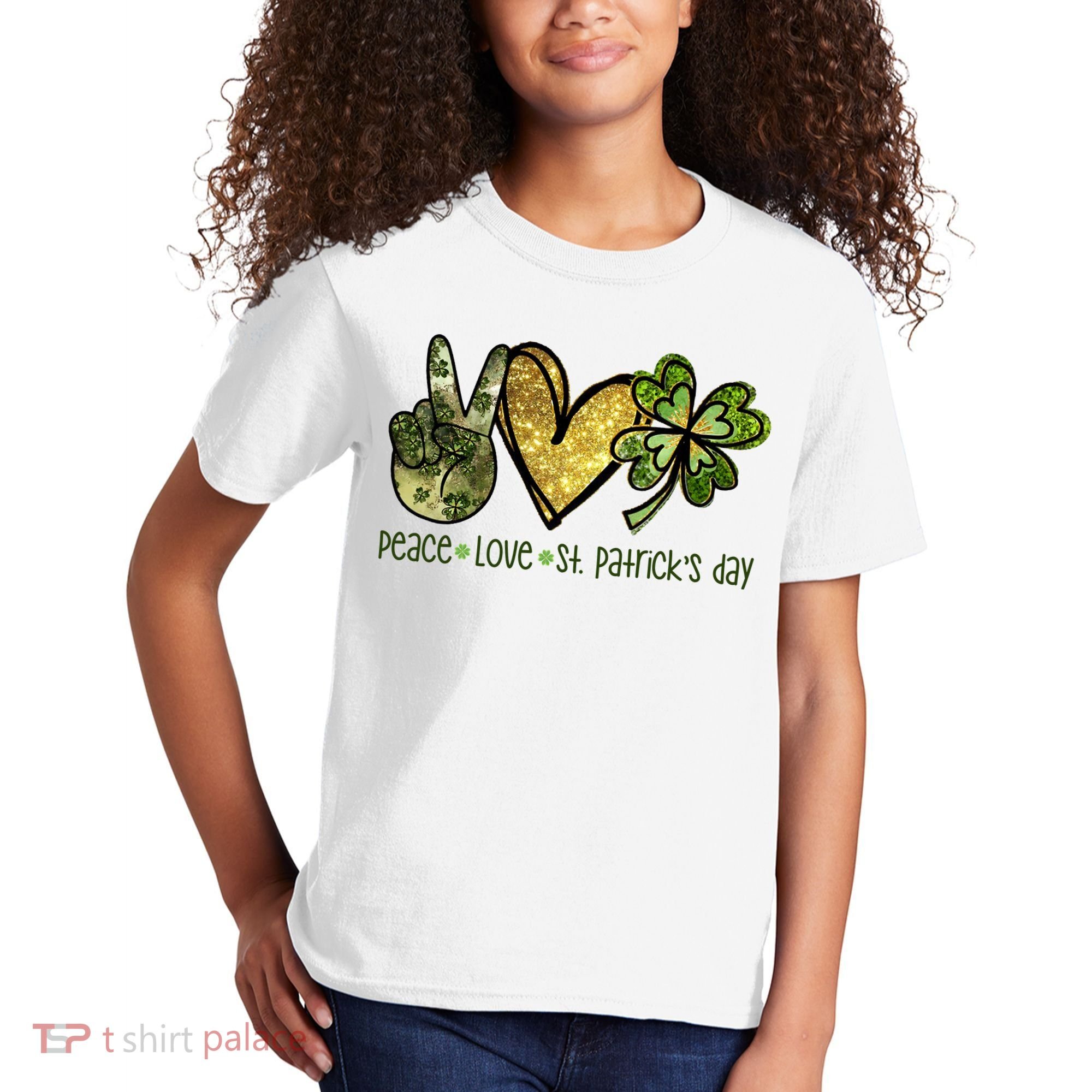 Peace Love St Patrick's Day Festive Kids T-Shirt