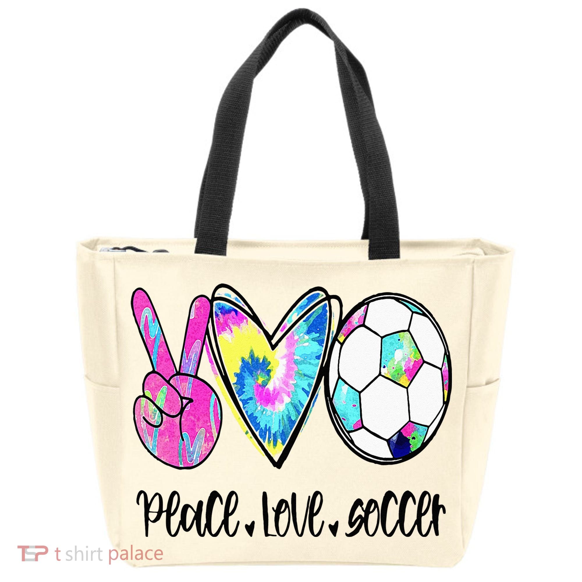 Peace Love Soccer Tie Dye Cute Soccer Lovers Tote Bag