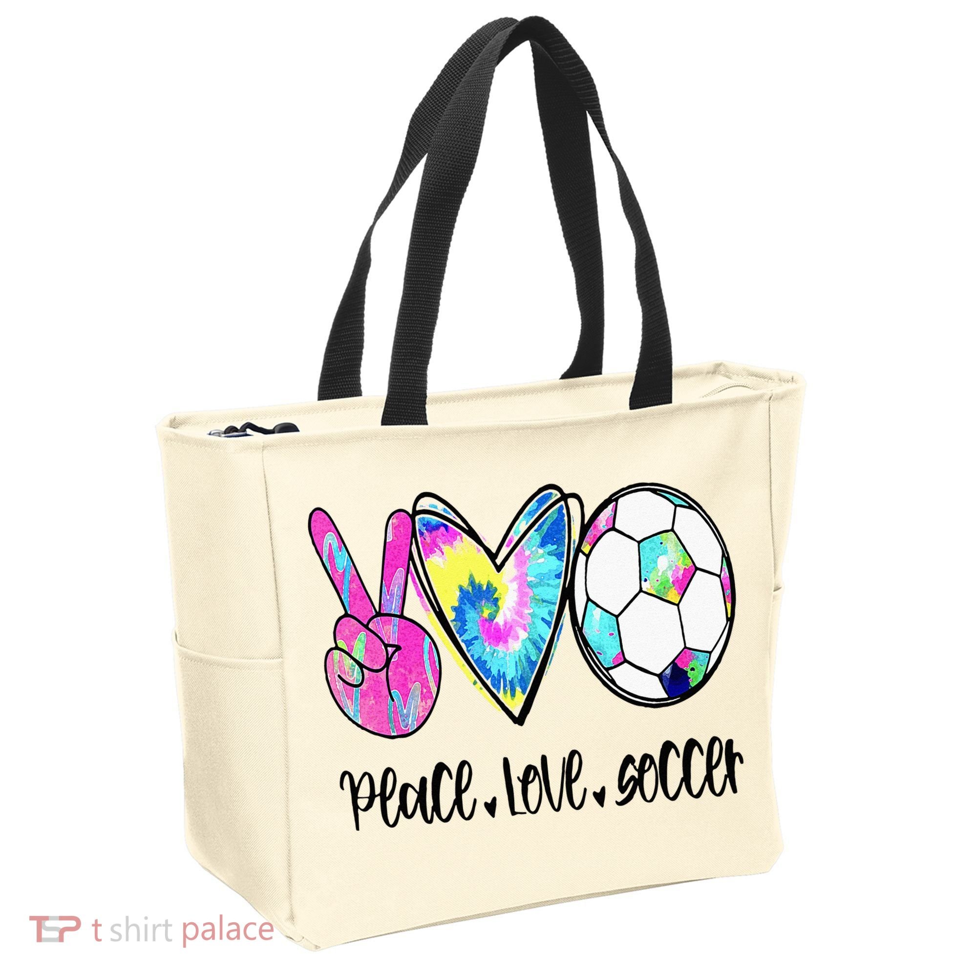 Peace Love Soccer Tie Dye Cute Soccer Lovers Tote Bag