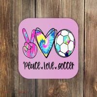 Peace Love Soccer Tie Dye Cute Soccer Lovers Coaster thumb 0