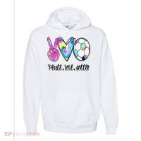 Peace Love Soccer Tie Dye Cute Soccer Lovers Comfort Colors Garment-Dyed Hooded Sweatshirt thumb 0