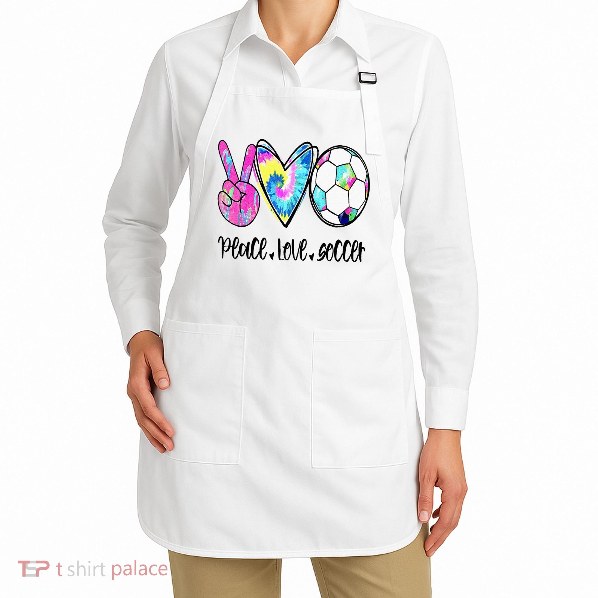 Peace Love Soccer Tie Dye Cute Soccer Lovers Apron