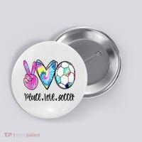 Peace Love Soccer Tie Dye Cute Soccer Lovers Button thumb 0
