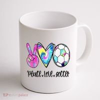 Peace Love Soccer Tie Dye Cute Soccer Lovers Coffee Mug thumb 1