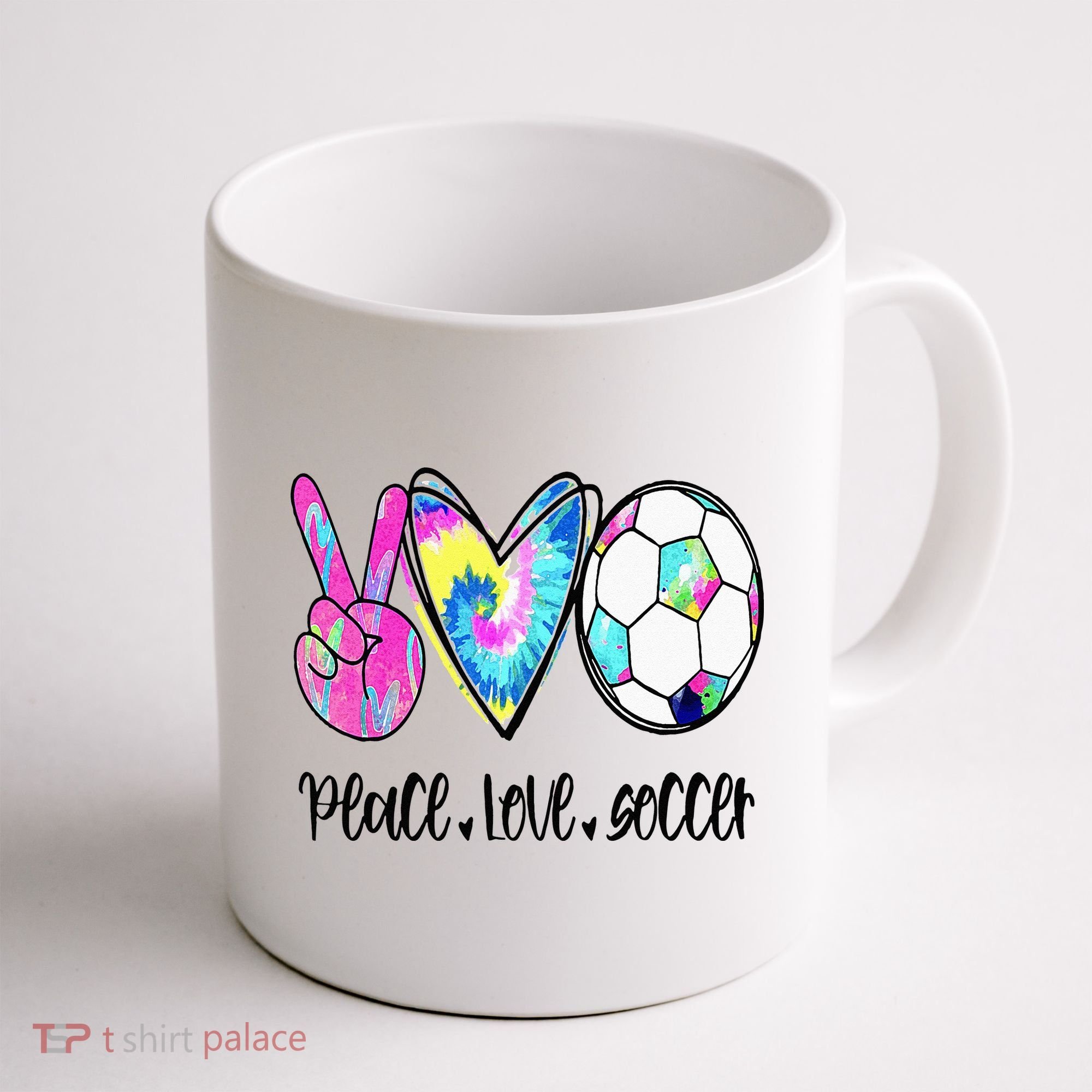 Peace Love Soccer Tie Dye Cute Soccer Lovers Coffee Mug