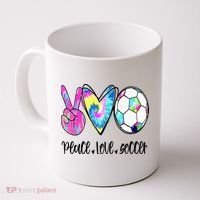 Peace Love Soccer Tie Dye Cute Soccer Lovers Coffee Mug thumb 0