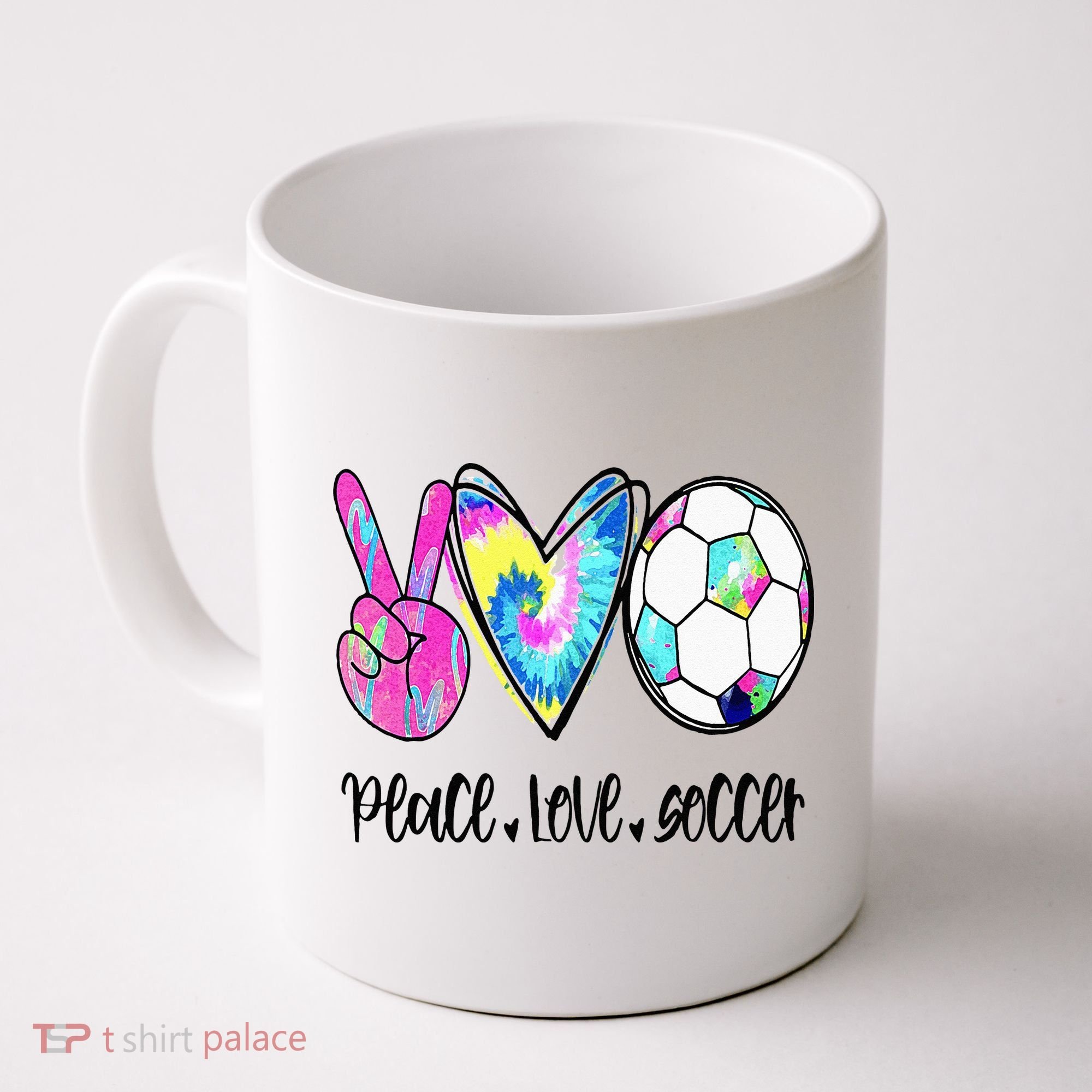 Peace Love Soccer Tie Dye Cute Soccer Lovers Coffee Mug