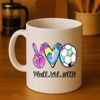 Peace Love Soccer Tie Dye Cute Soccer Lovers Coffee Mug thumb 4