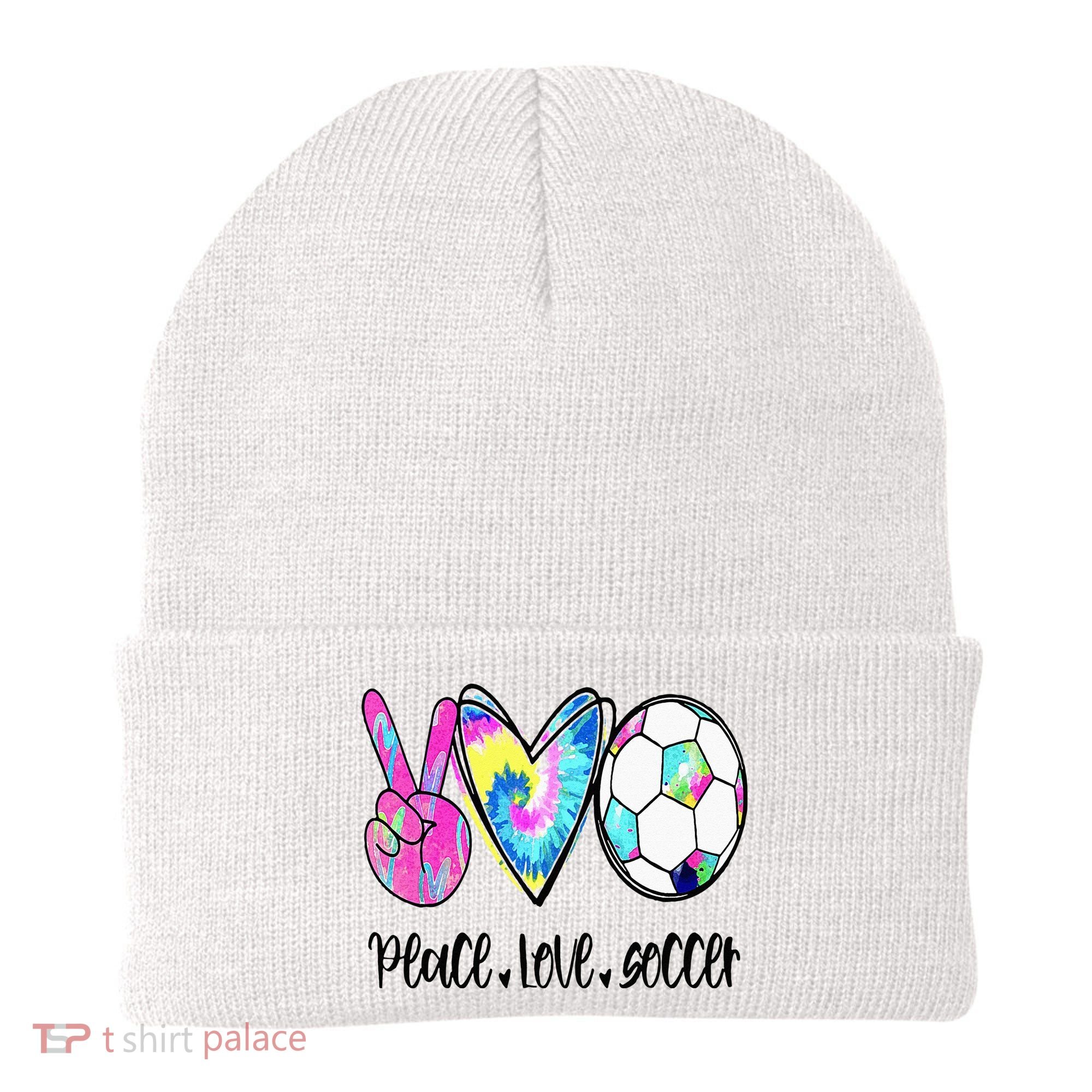 Peace Love Soccer Tie Dye Cute Soccer Lovers Beanie