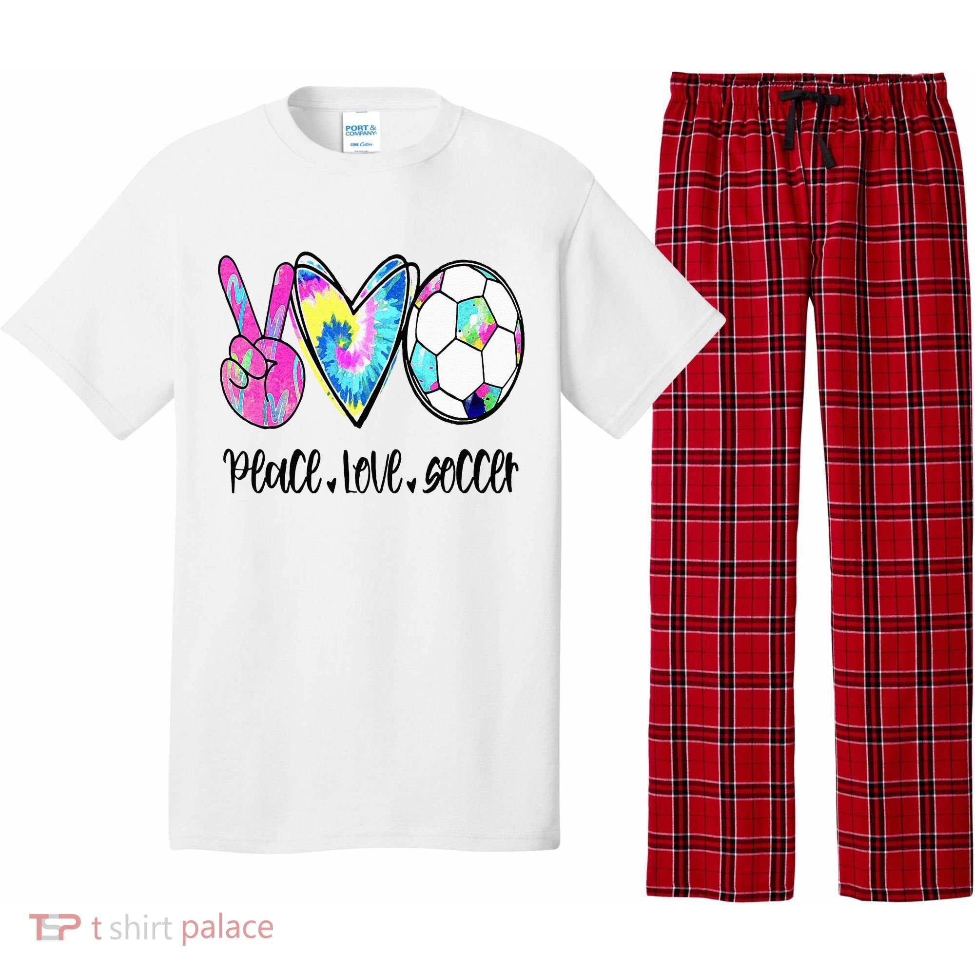 Peace Love Soccer Tie Dye Cute Soccer Lovers Pajama Set