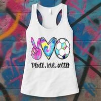 Peace Love Soccer Tie Dye Cute Soccer Lovers Women's Tank Top thumb 3
