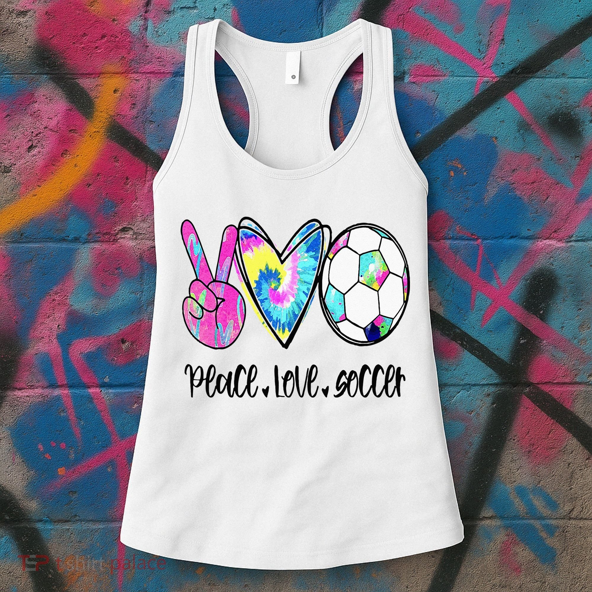 Peace Love Soccer Tie Dye Cute Soccer Lovers Women's Tank Top
