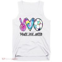 Peace Love Soccer Tie Dye Cute Soccer Lovers Tank Top thumb 0
