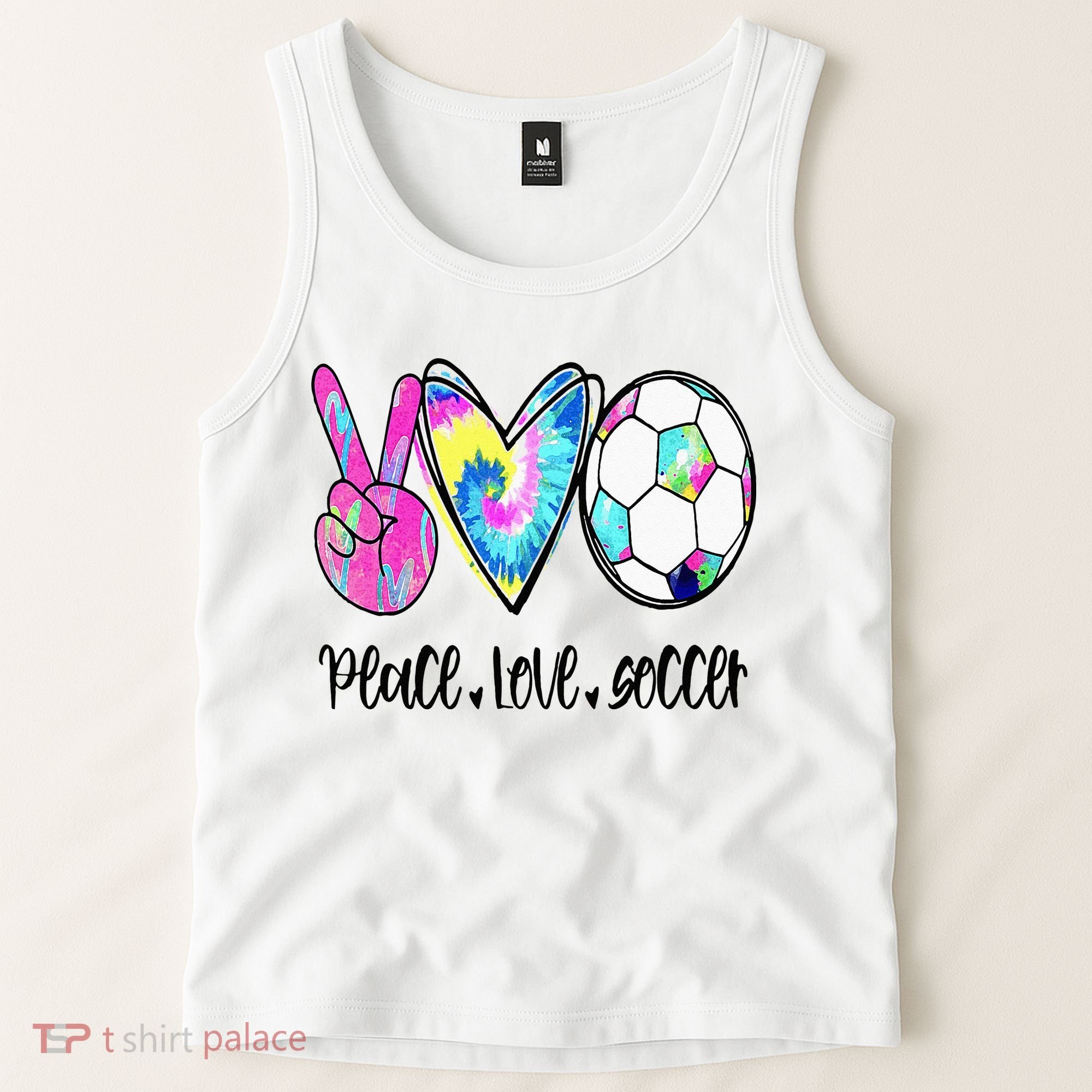 Peace Love Soccer Tie Dye Cute Soccer Lovers Tank Top