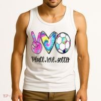 Peace Love Soccer Tie Dye Cute Soccer Lovers Tank Top thumb 3