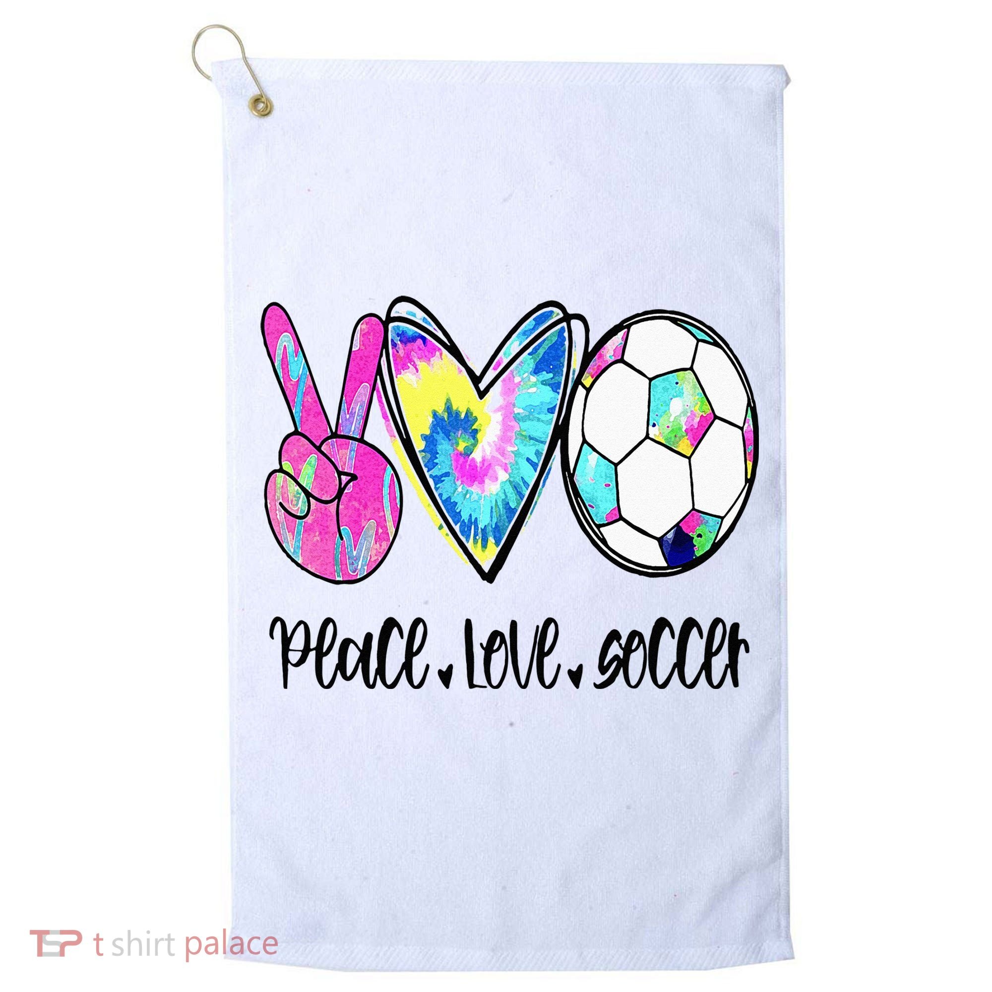 Peace Love Soccer Tie Dye Cute Soccer Lovers Golf Towel