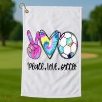 Peace Love Soccer Tie Dye Cute Soccer Lovers Golf Towel thumb 1