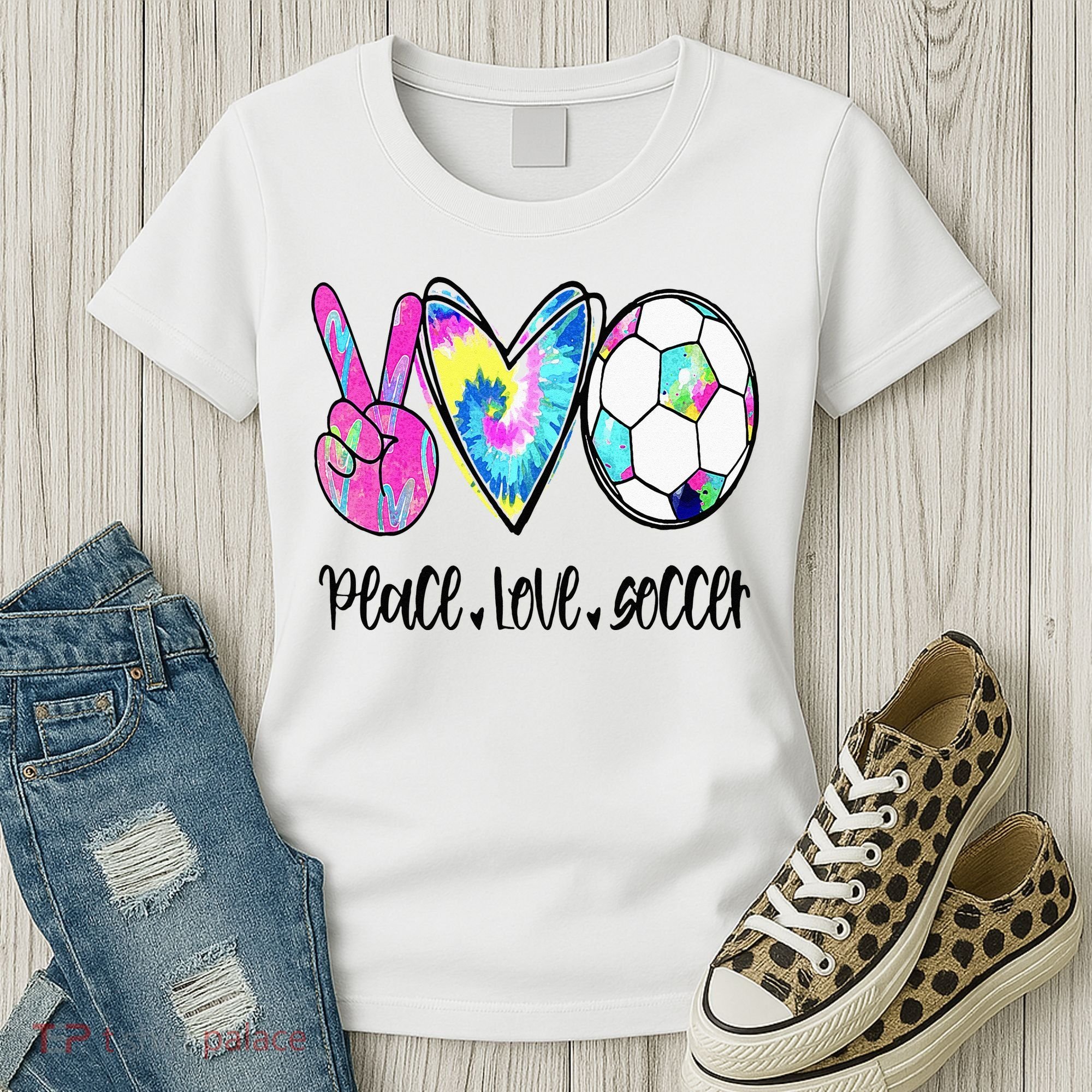 Peace Love Soccer Tie Dye Cute Soccer Lovers Women's T-Shirt