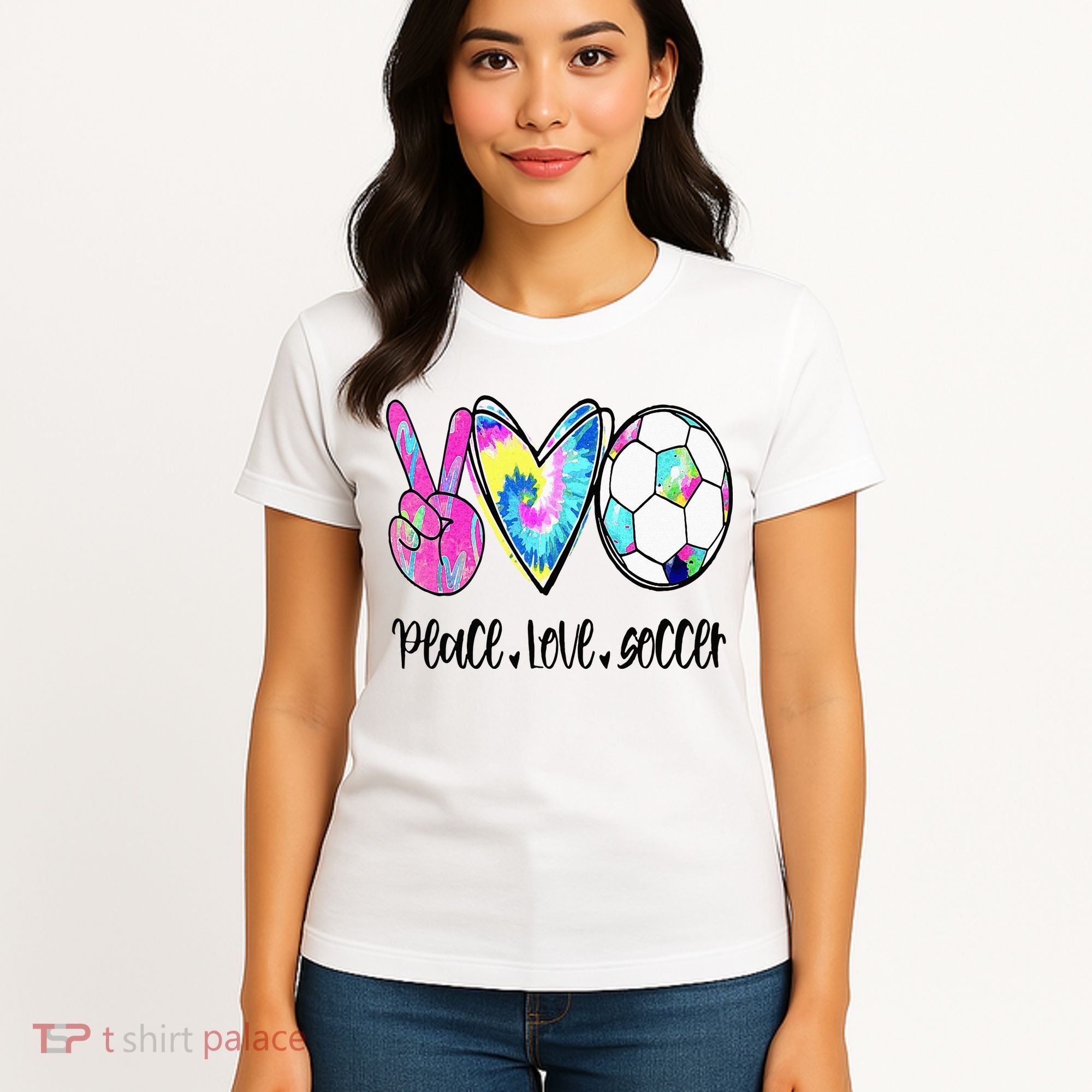 Peace Love Soccer Tie Dye Cute Soccer Lovers Women's T-Shirt