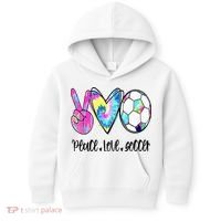 Peace Love Soccer Tie Dye Cute Soccer Lovers Kids Hoodie thumb 0