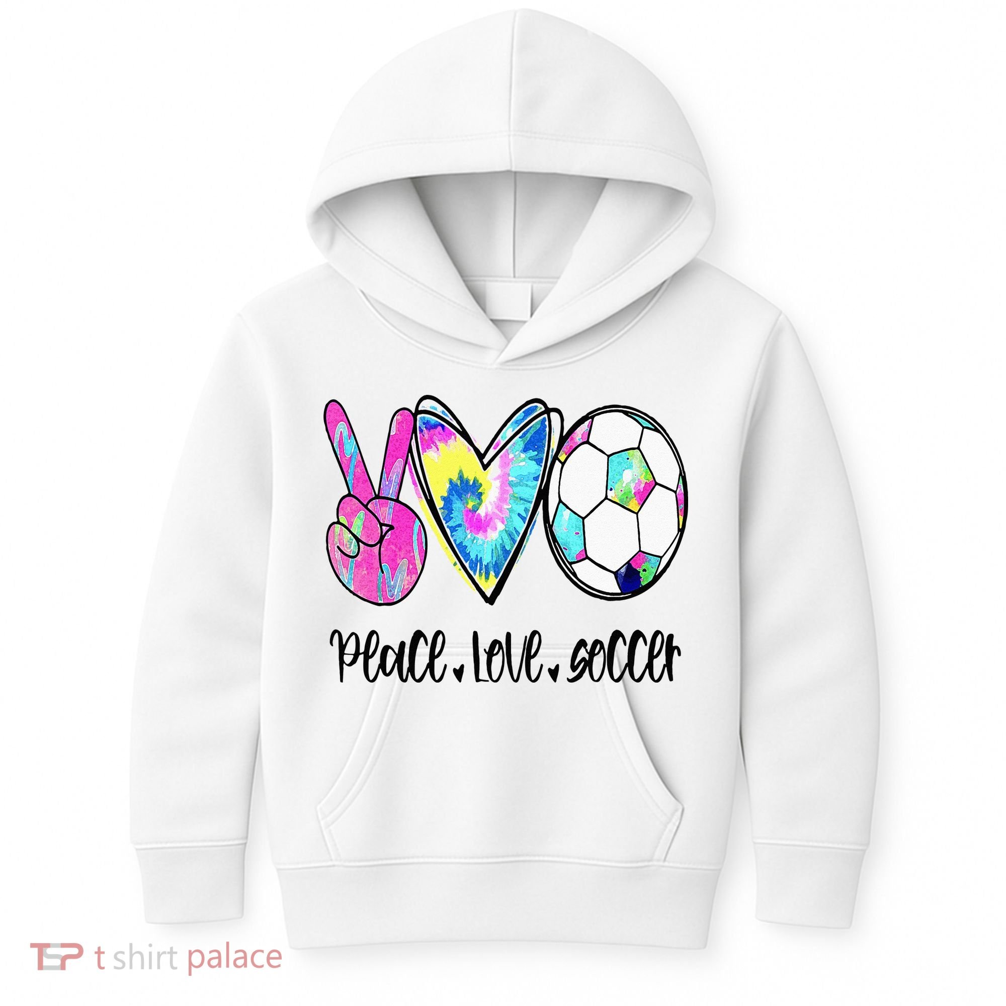 Peace Love Soccer Tie Dye Cute Soccer Lovers Kids Hoodie