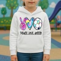 Peace Love Soccer Tie Dye Cute Soccer Lovers Kids Hoodie thumb 3