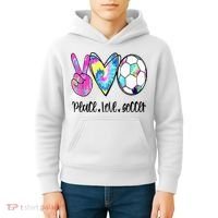 Peace Love Soccer Tie Dye Cute Soccer Lovers Kids Hoodie thumb 4
