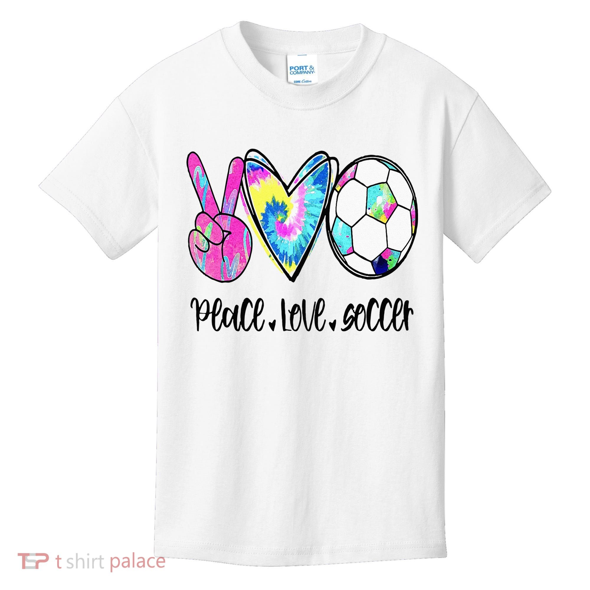 Peace Love Soccer Tie Dye Cute Soccer Lovers Kids T-Shirt