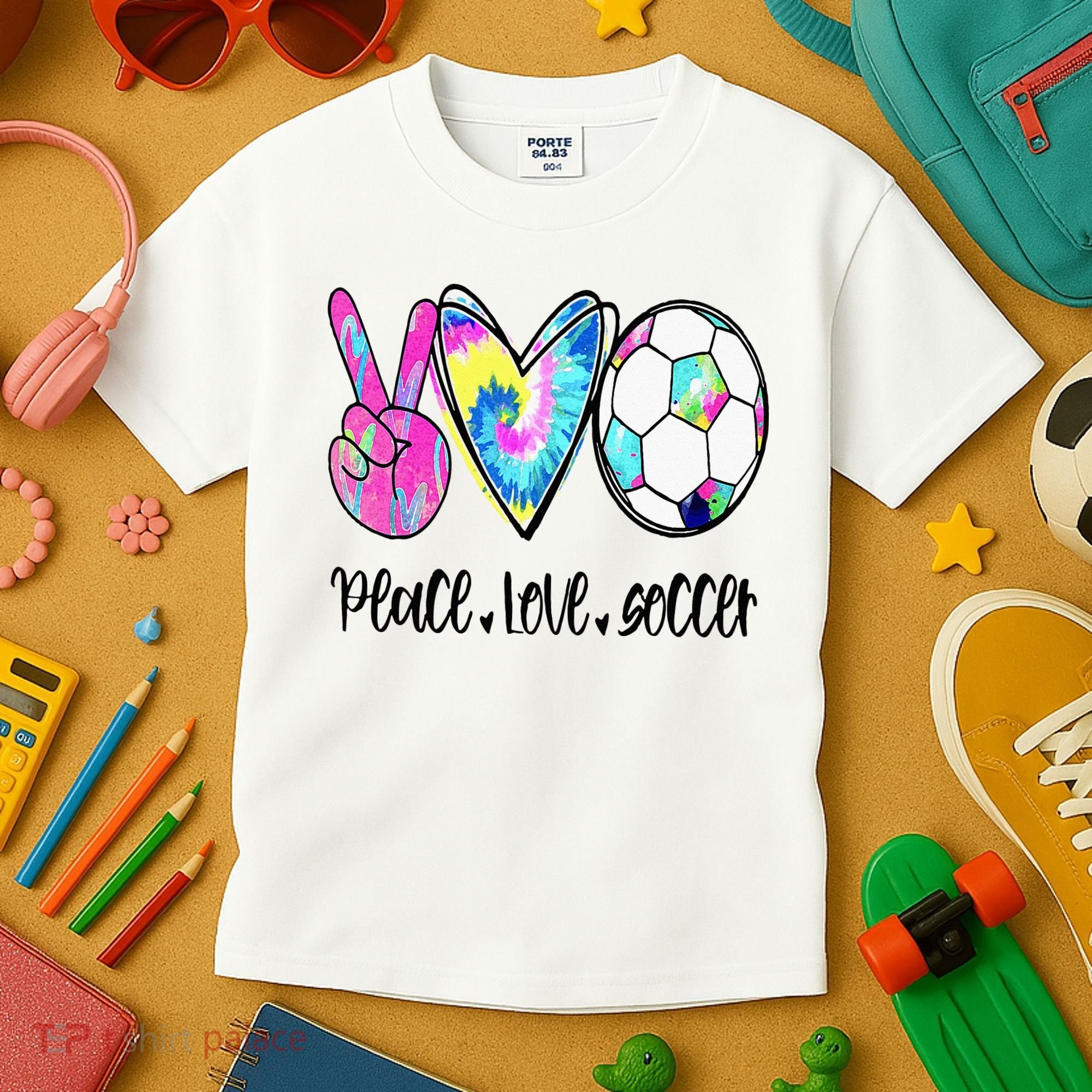 Peace Love Soccer Tie Dye Cute Soccer Lovers Kids T-Shirt