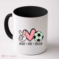 Peace Love Soccer Cute Pastel N Great Gift Coffee Mug thumb 0