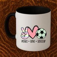 Peace Love Soccer Cute Pastel N Great Gift Coffee Mug thumb 2