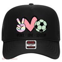 Peace Love Soccer Cute Pastel N Great Gift Hat thumb 0