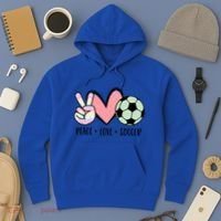 Peace Love Soccer Cute Pastel N Great Gift Hoodie thumb 3