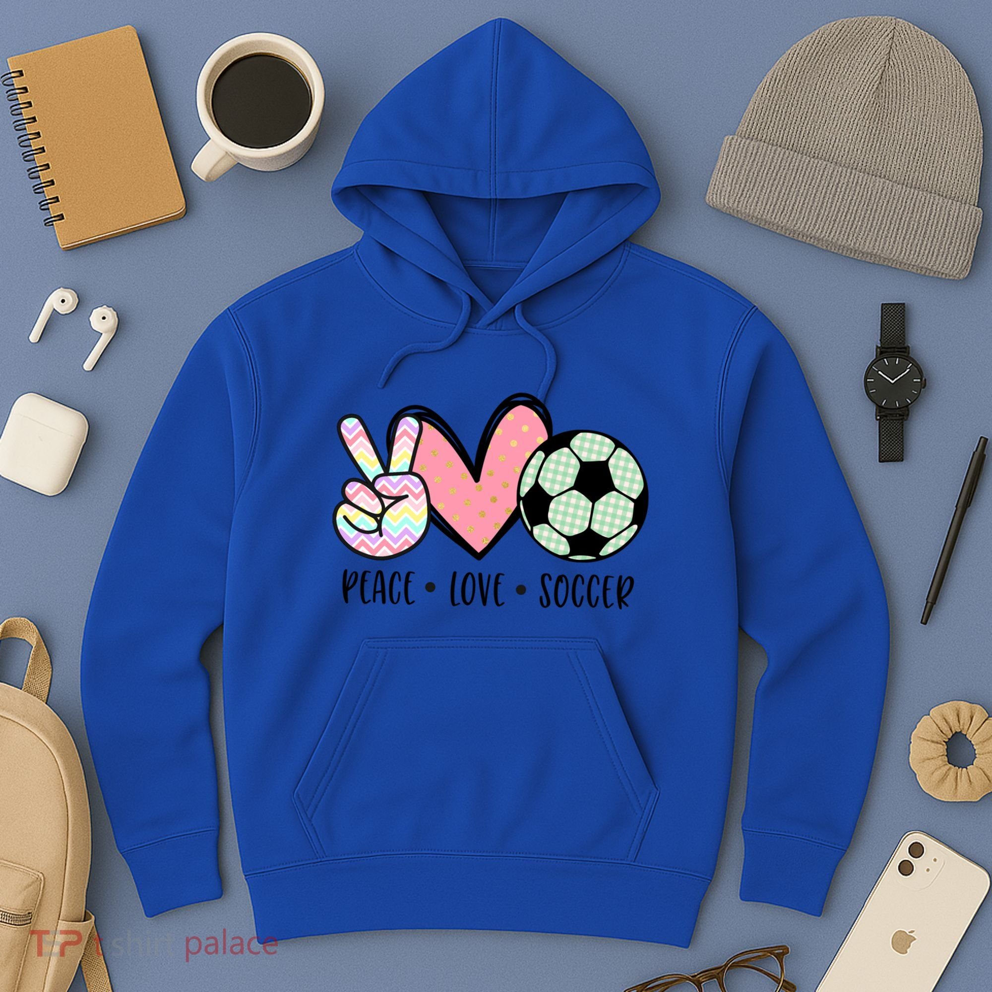Peace Love Soccer Cute Pastel N Great Gift Hoodie